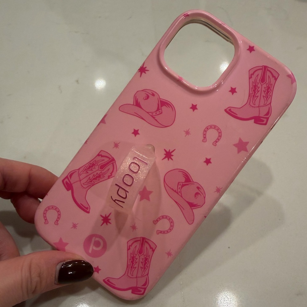 Pink Boots iPhone 15 Loopy case